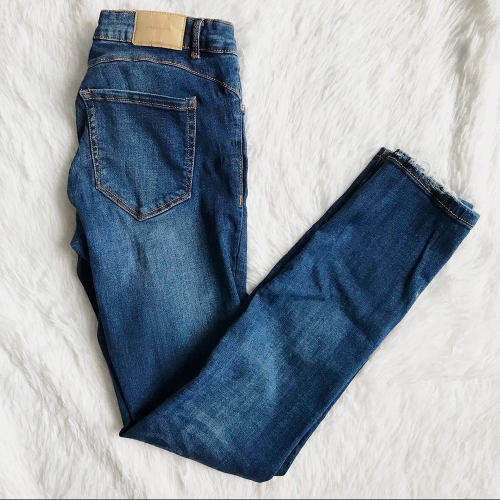 ZARA Trafaluc Skinny Distressed Jeans Navy Wash